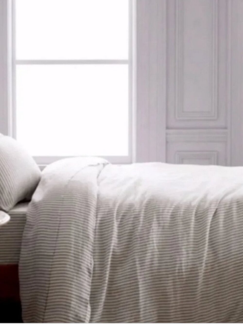 Quince European Linen Duvet Queen Cover in Grey & White Stripe - Picture 3 of 4